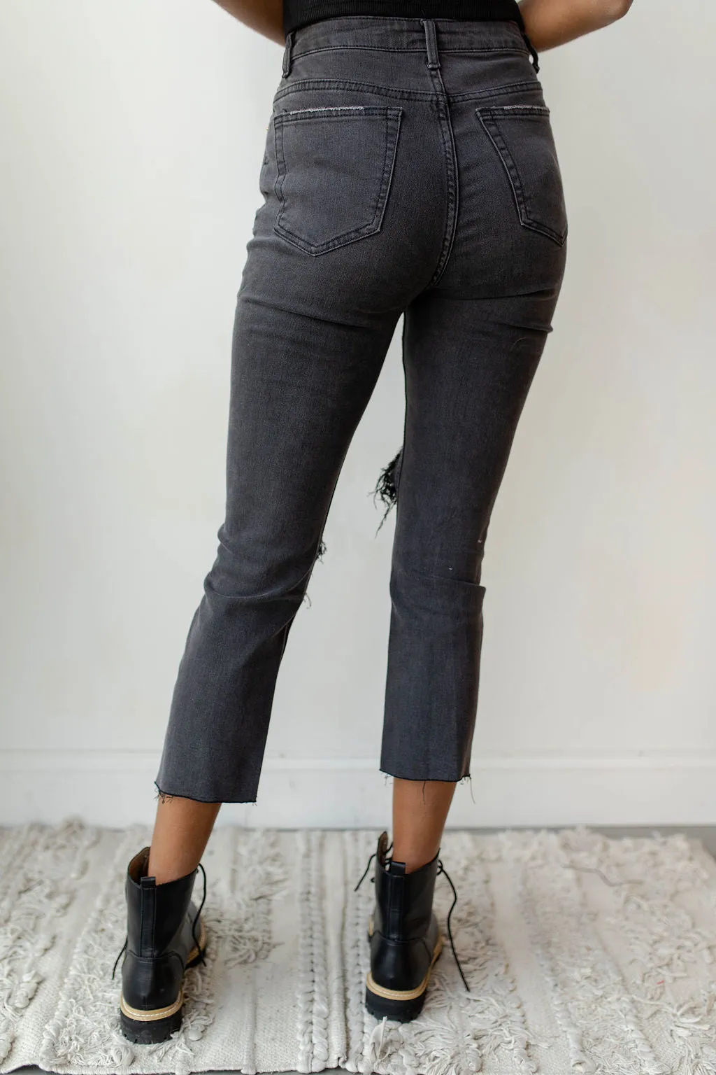 straight crop high rise denim