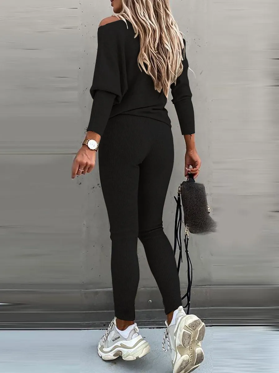 Stunncal Solid Color Casual Lace-Up Slouchy Suit(7 color)