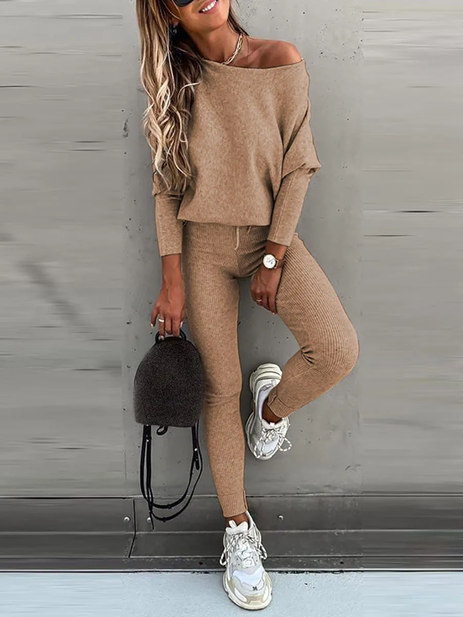 Stunncal Solid Color Casual Lace-Up Slouchy Suit(7 color)
