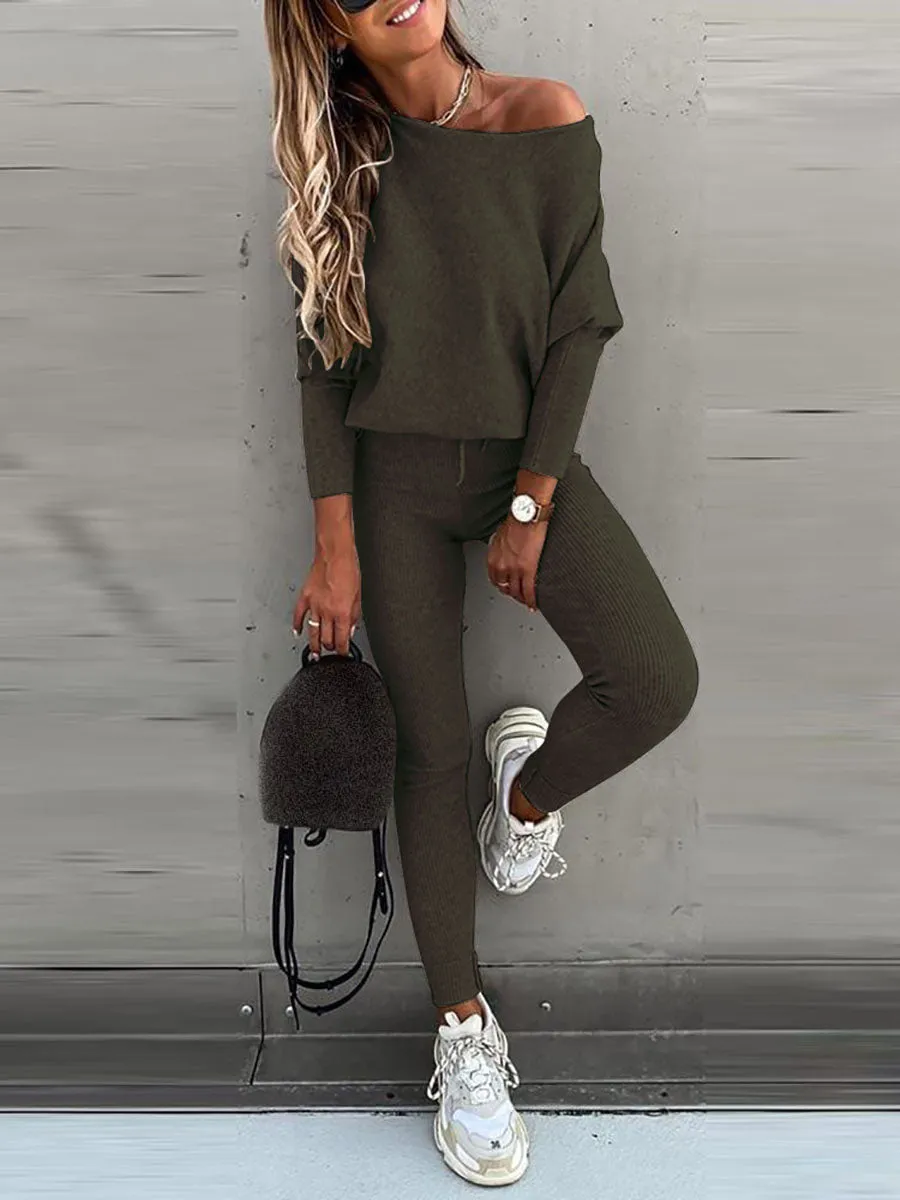 Stunncal Solid Color Casual Lace-Up Slouchy Suit(7 color)