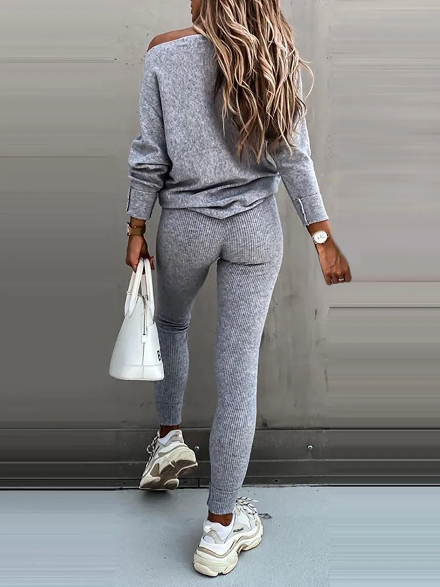Stunncal Solid Color Casual Lace-Up Slouchy Suit(7 color)