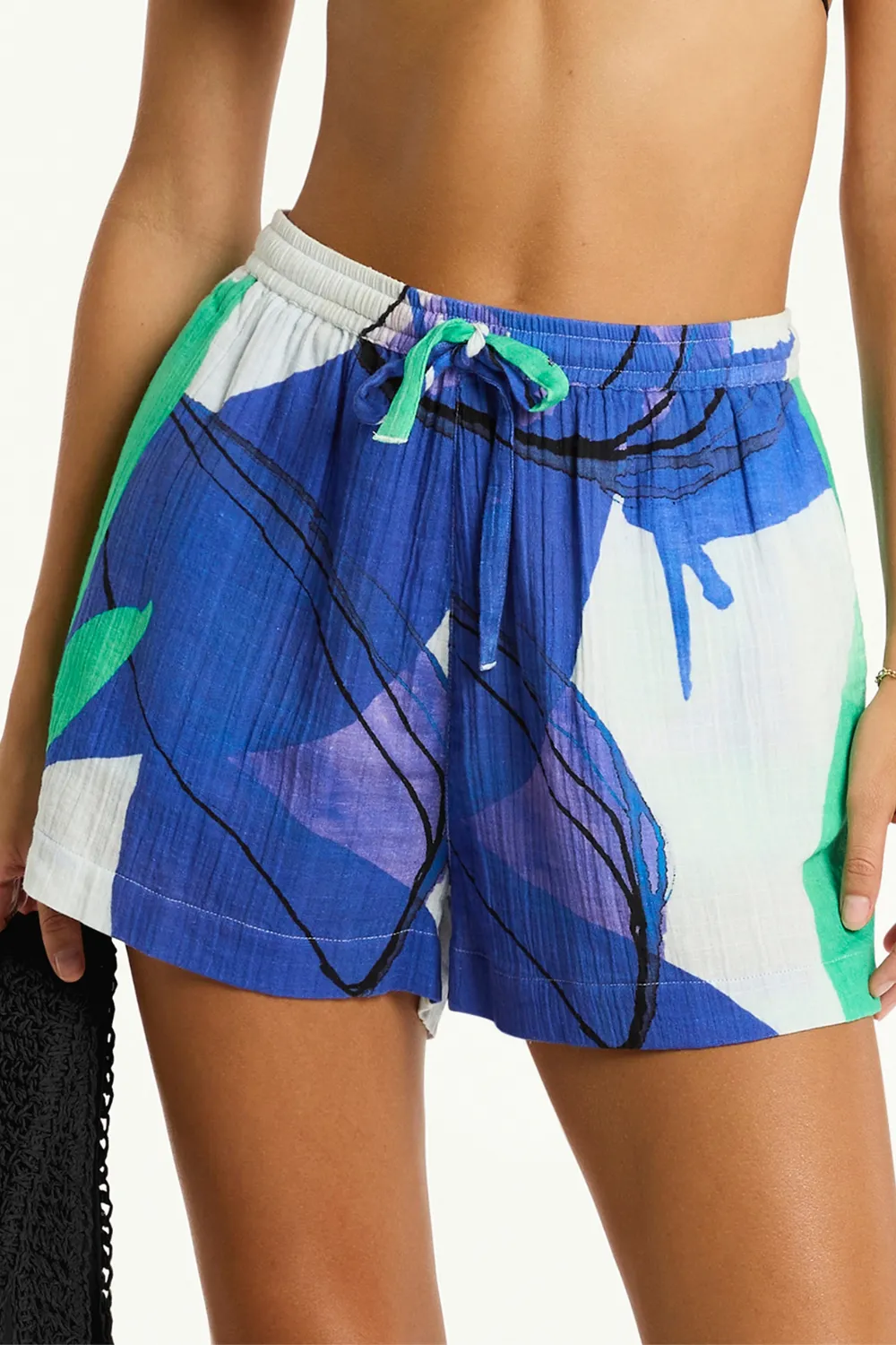 Sublime Aloha Cotton Beach Shorts in Cobalt