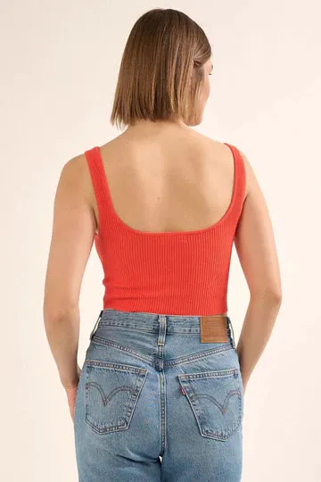 *SWEETHEART RIB KNIT SHAPER TANK RED