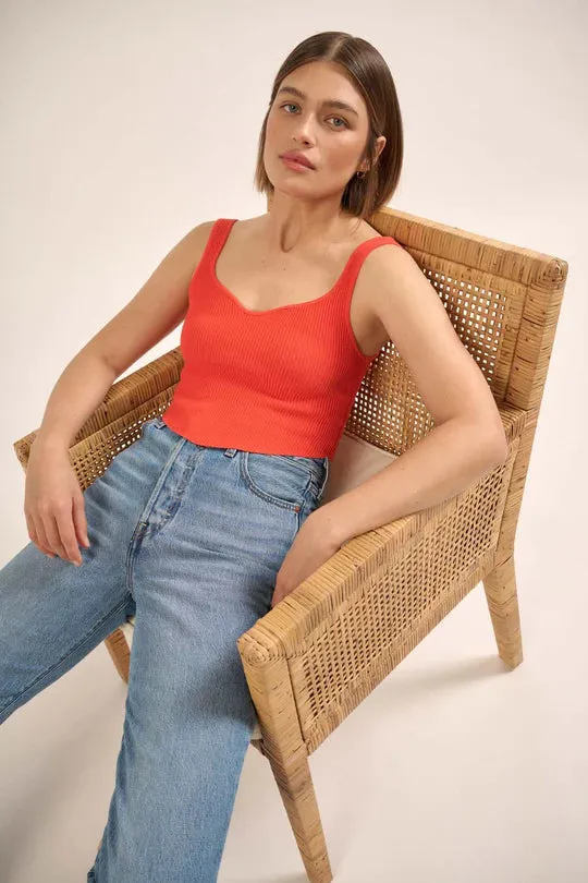*SWEETHEART RIB KNIT SHAPER TANK RED