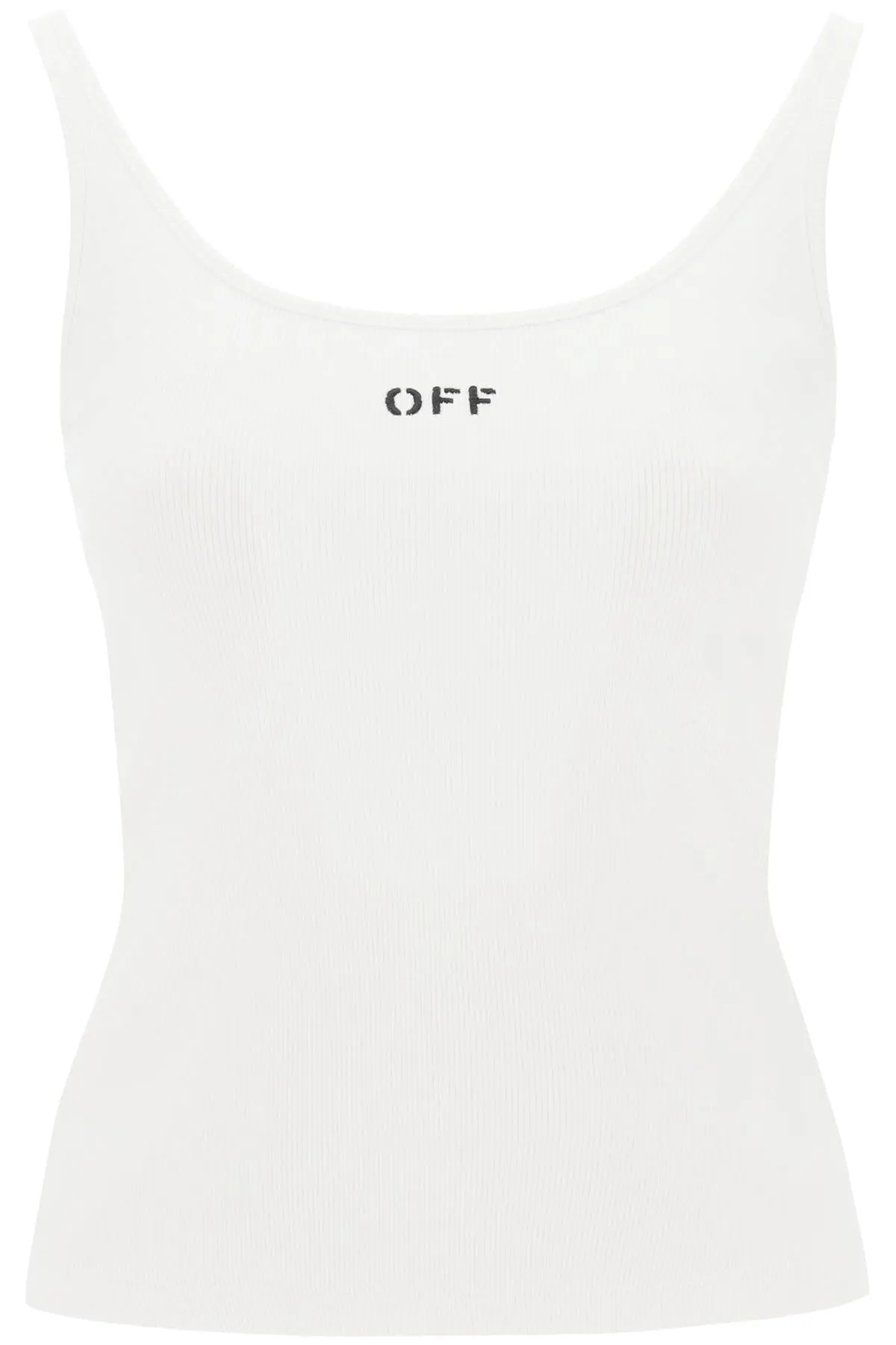 tank top with off embroidery OWAD072C99JER002 WHITE BLACK