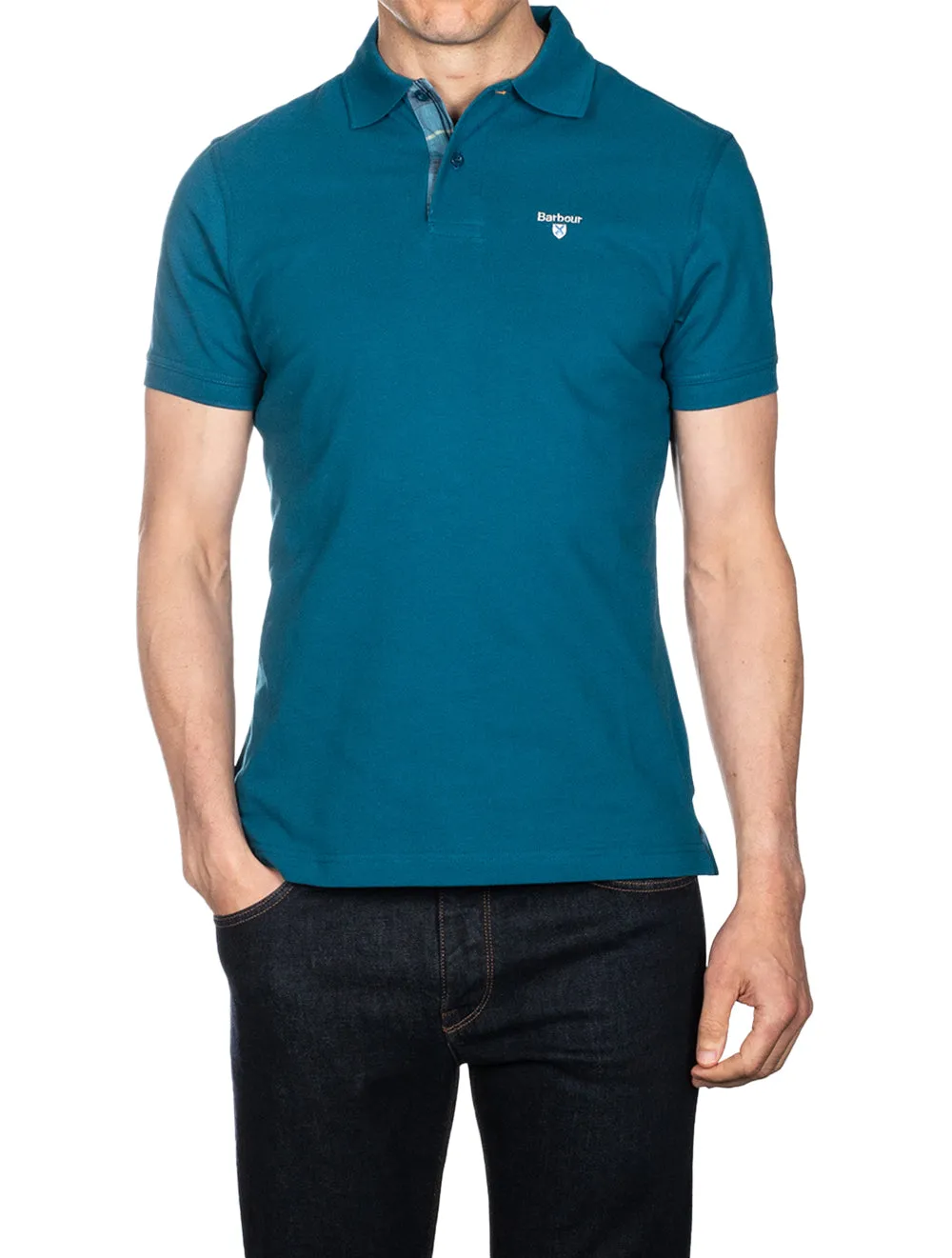 Tartan Cotton Polo Shirt Aqua