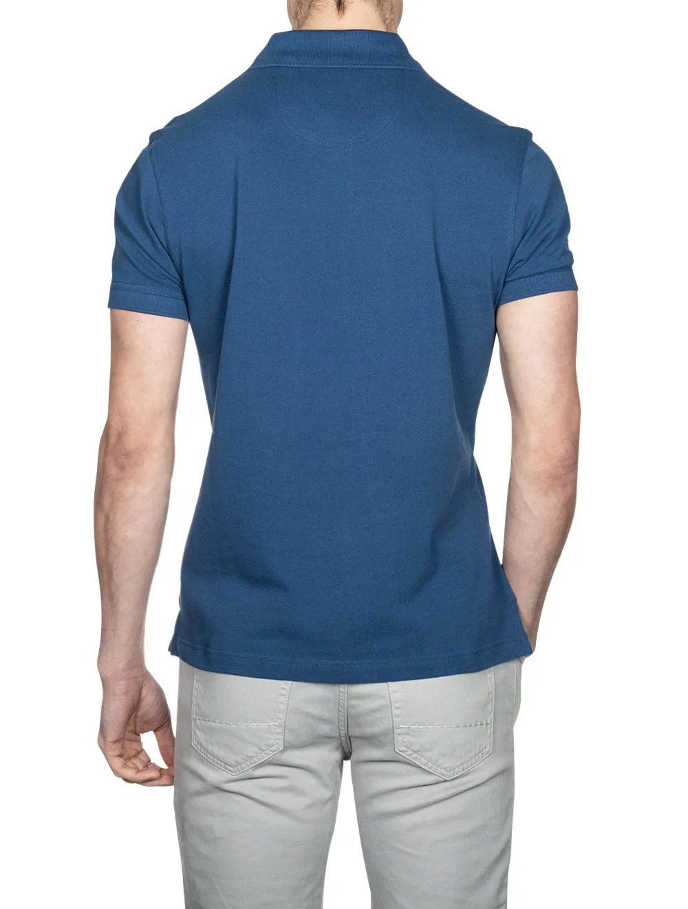 Tartan Cotton Polo Shirt Deep Blue