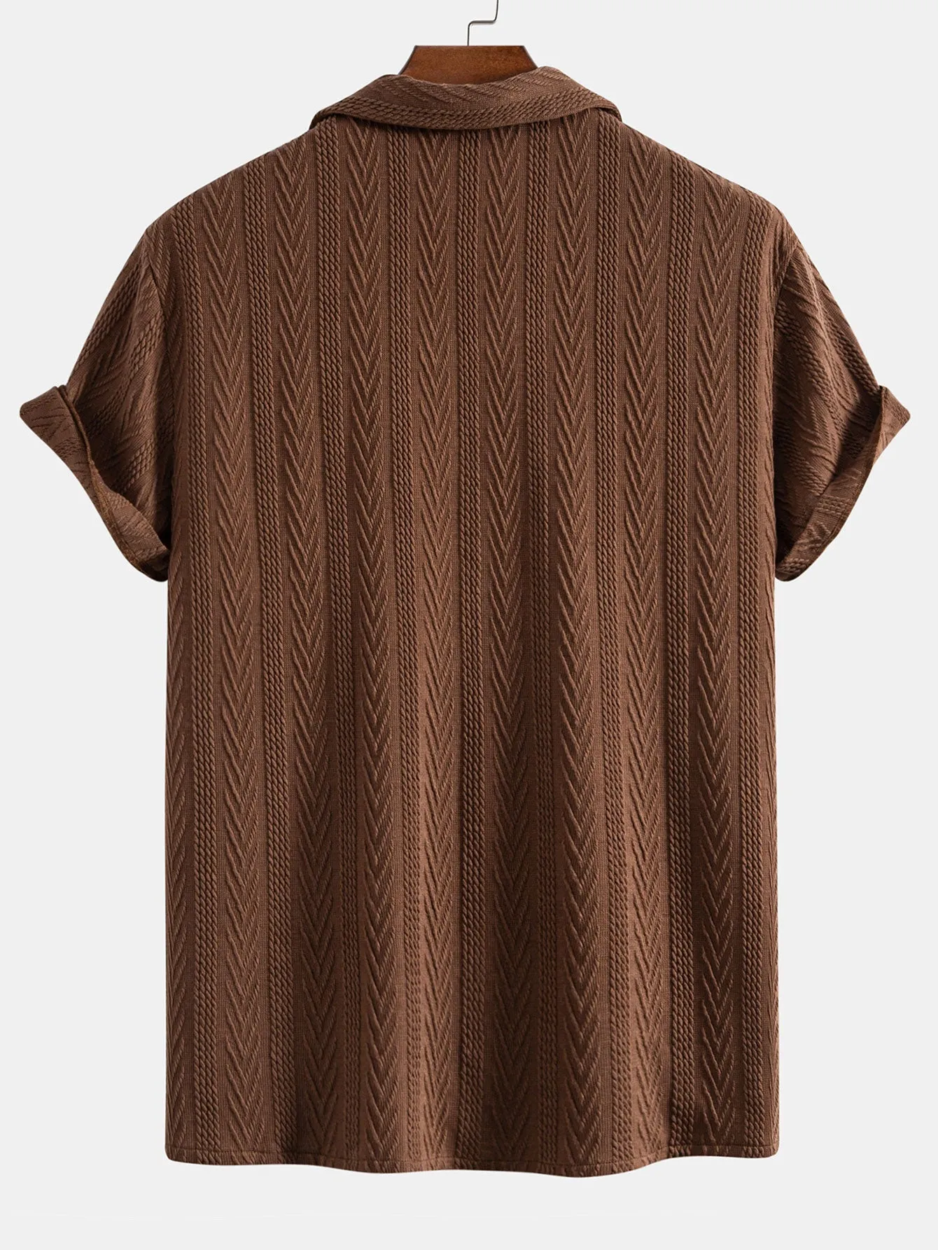Texture Jacquard Cuban Shirt & Linen Cotton Blend Drawstring Shorts