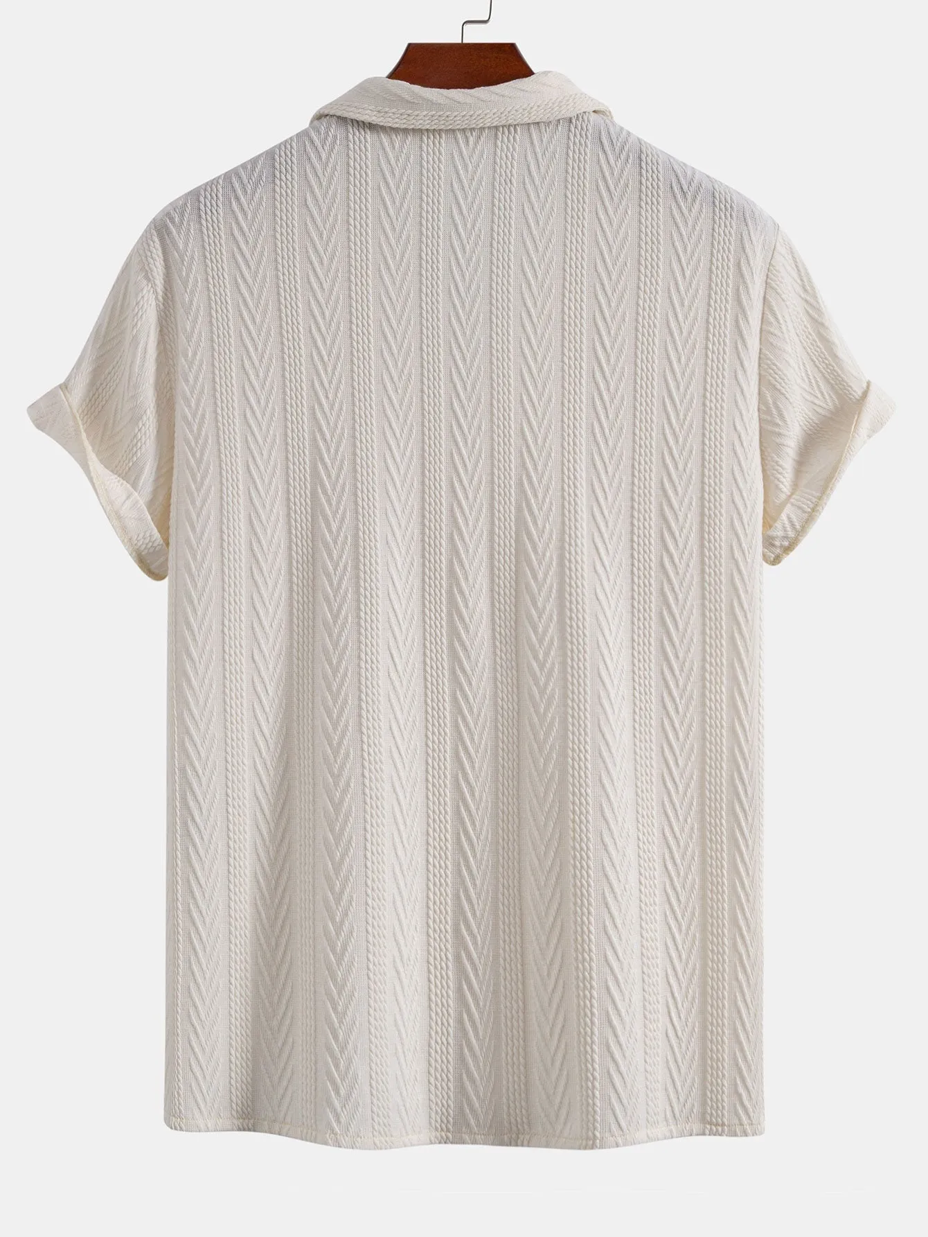 Texture Jacquard Cuban Shirt & Linen Cotton Blend Drawstring Shorts