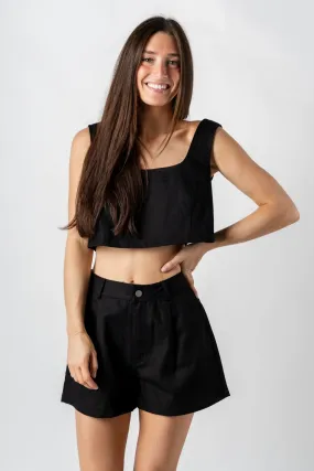 Tie back crop tank top black