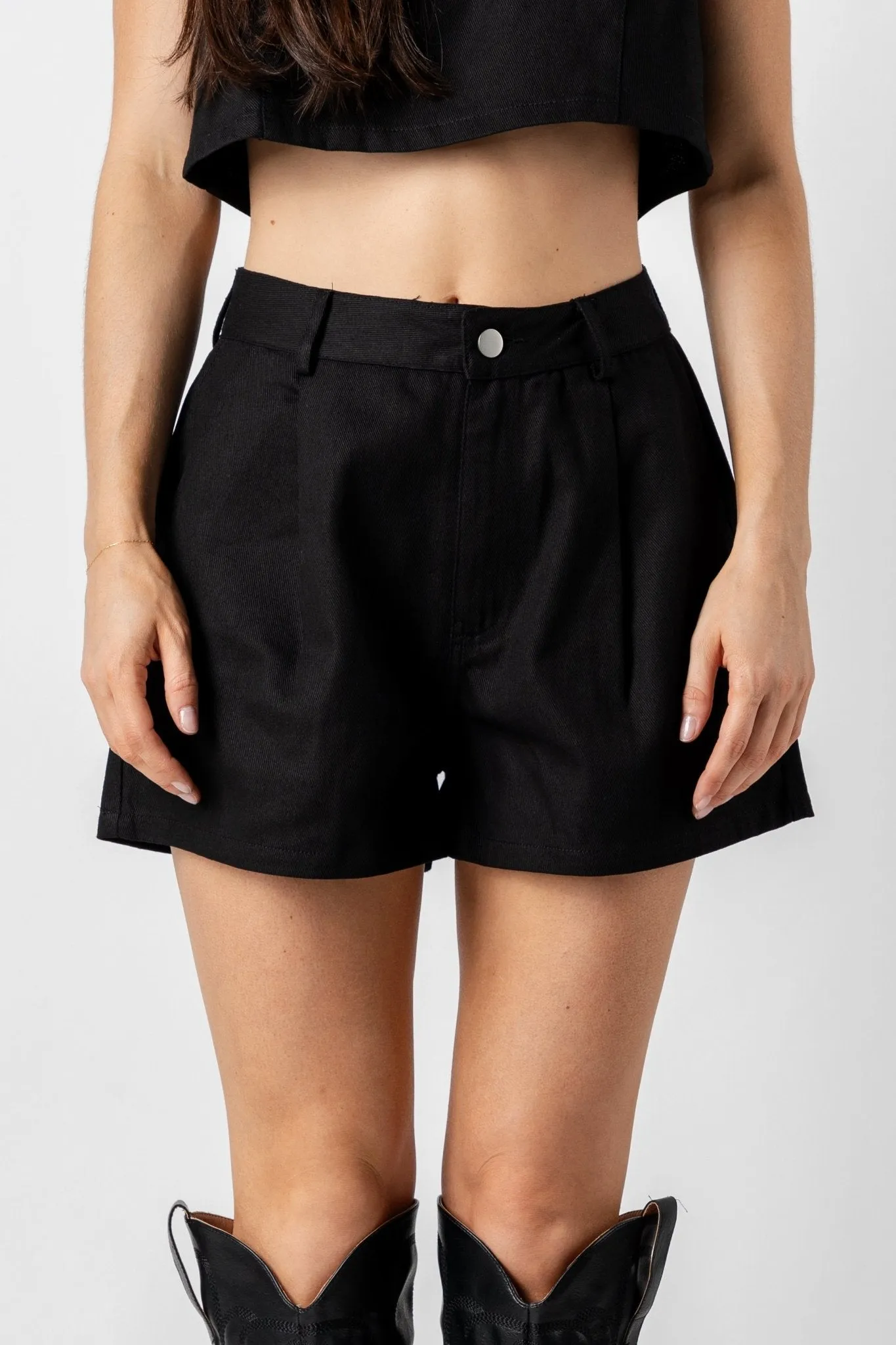 Tie back crop tank top black