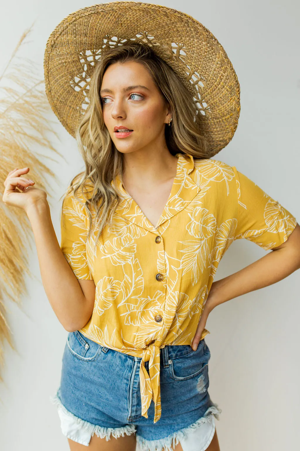 tropics palm blouse