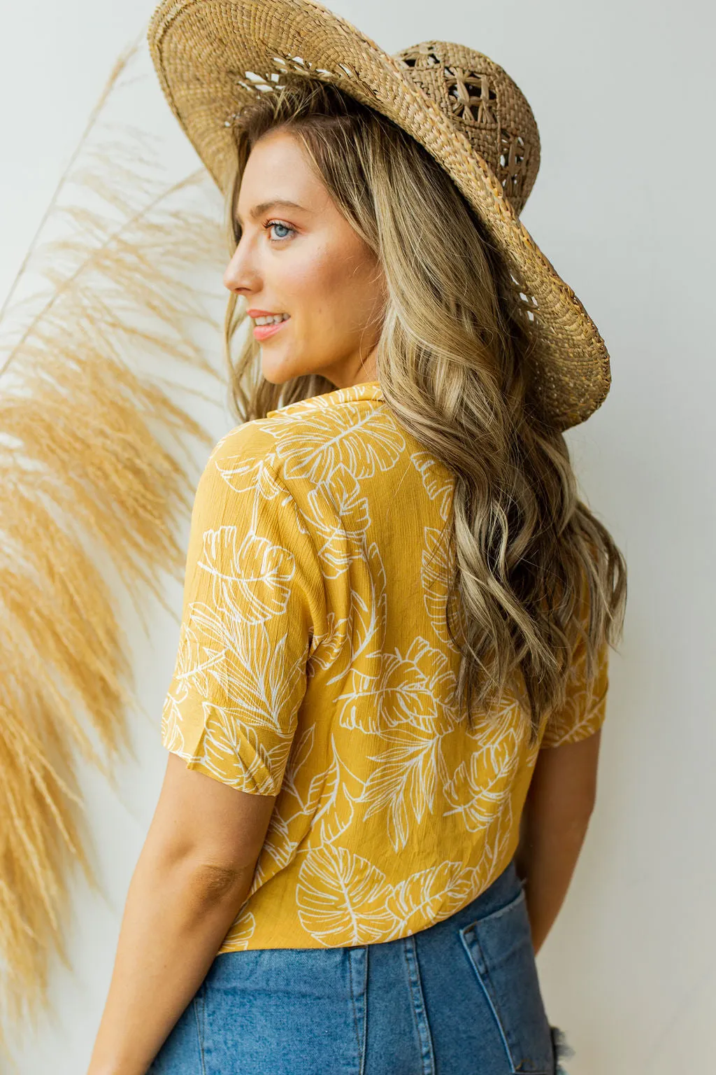 tropics palm blouse