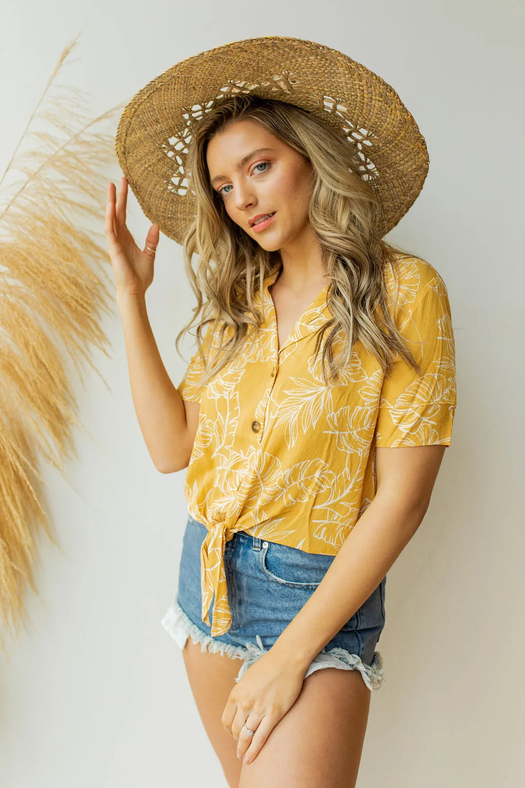 tropics palm blouse