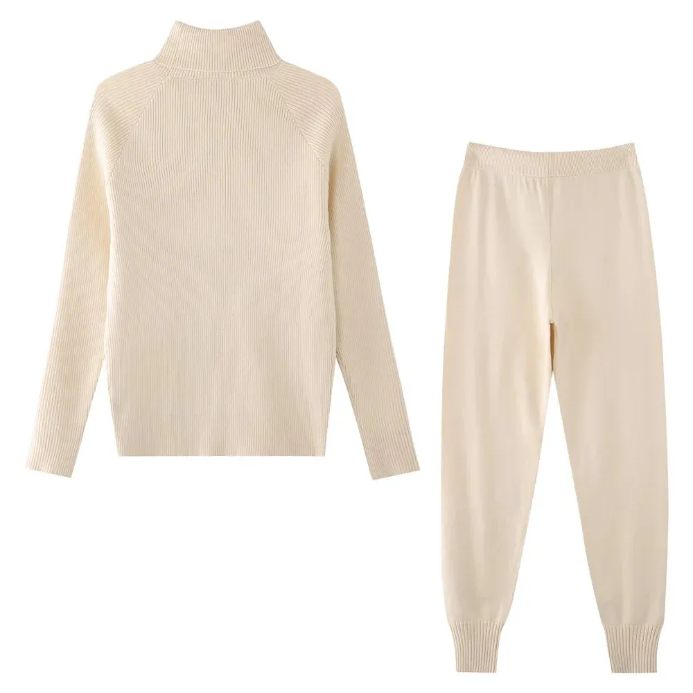 Turtleneck sweater matching trousers loungewear set