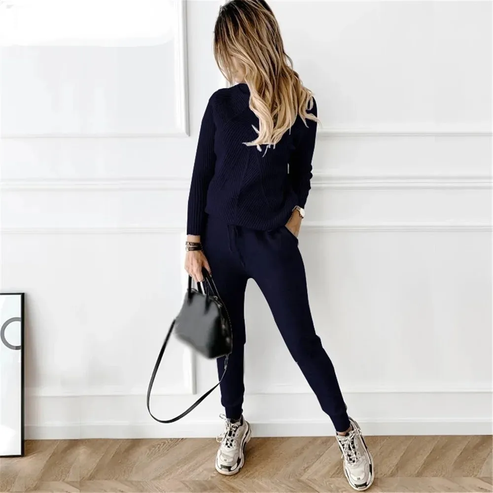 Turtleneck sweater matching trousers loungewear set