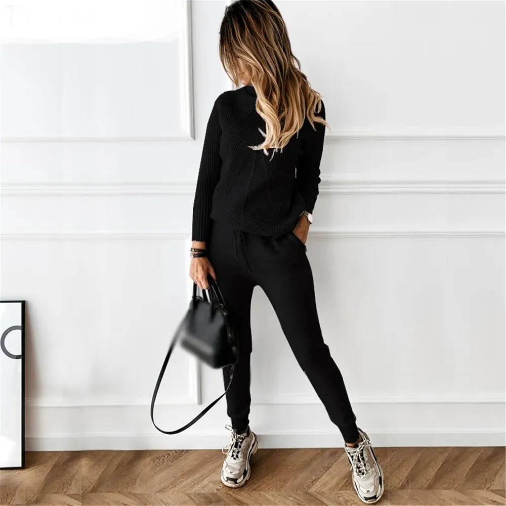 Turtleneck sweater matching trousers loungewear set