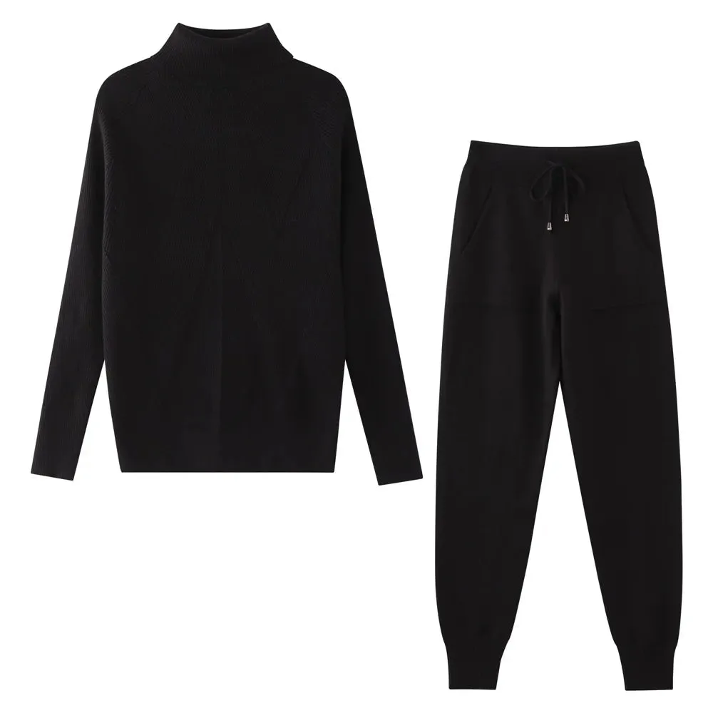 Turtleneck sweater matching trousers loungewear set