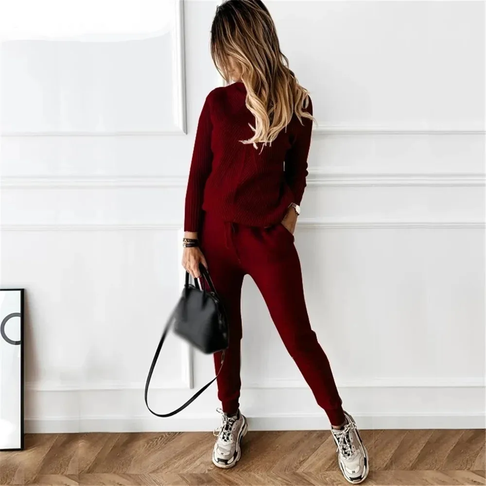 Turtleneck sweater matching trousers loungewear set