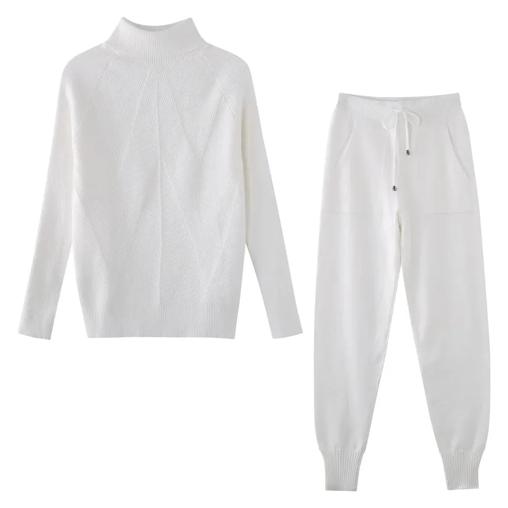 Turtleneck sweater matching trousers loungewear set