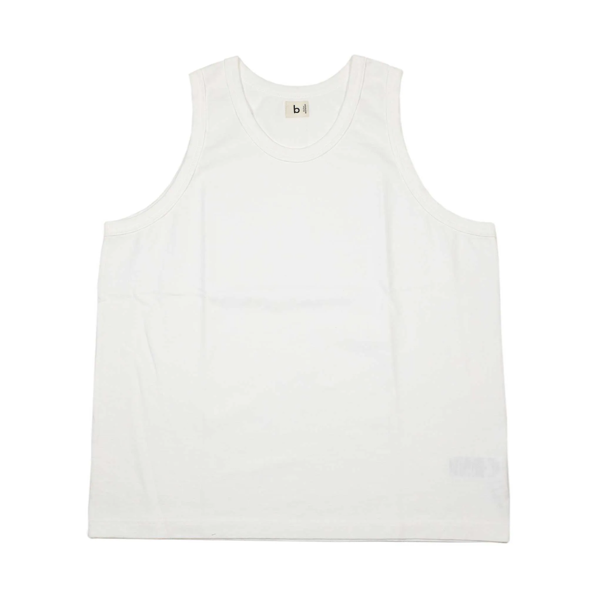 U-neck tank in off-white cotton jersey