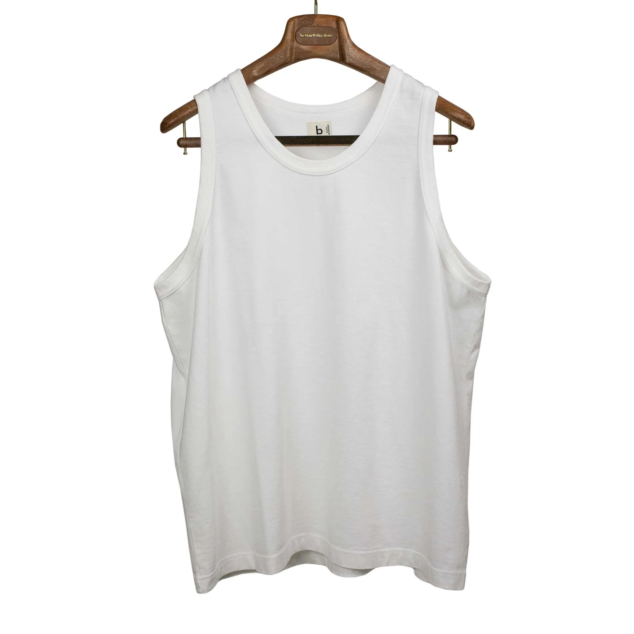 U-neck tank in off-white cotton jersey