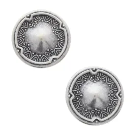 Vintage 30mm Button Covers, Round engraved dome, Antique Silver or antique gold,  Set of 4