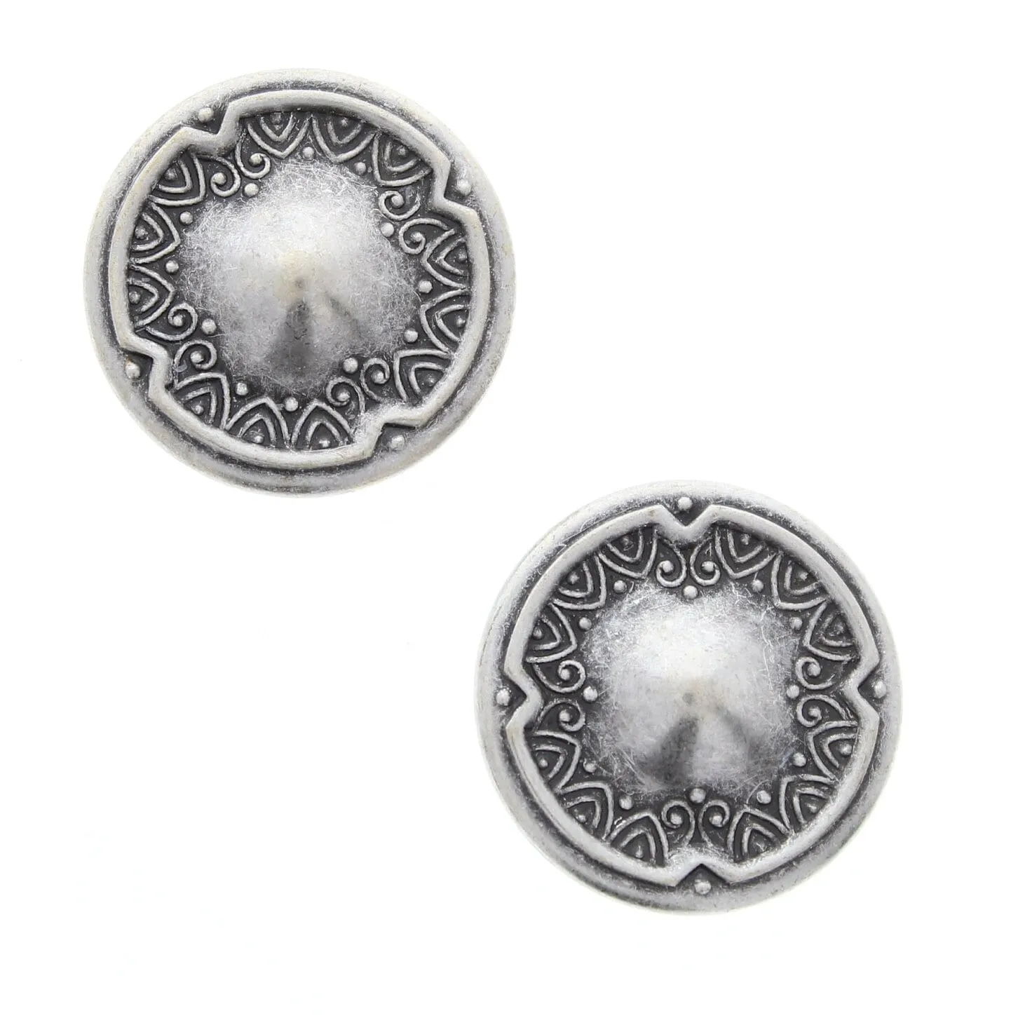 Vintage 30mm Button Covers, Round engraved dome, Antique Silver or antique gold,  Set of 4