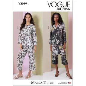 Vogue Pattern V2019 Misses' Lounge Sets by Marcy Tilton