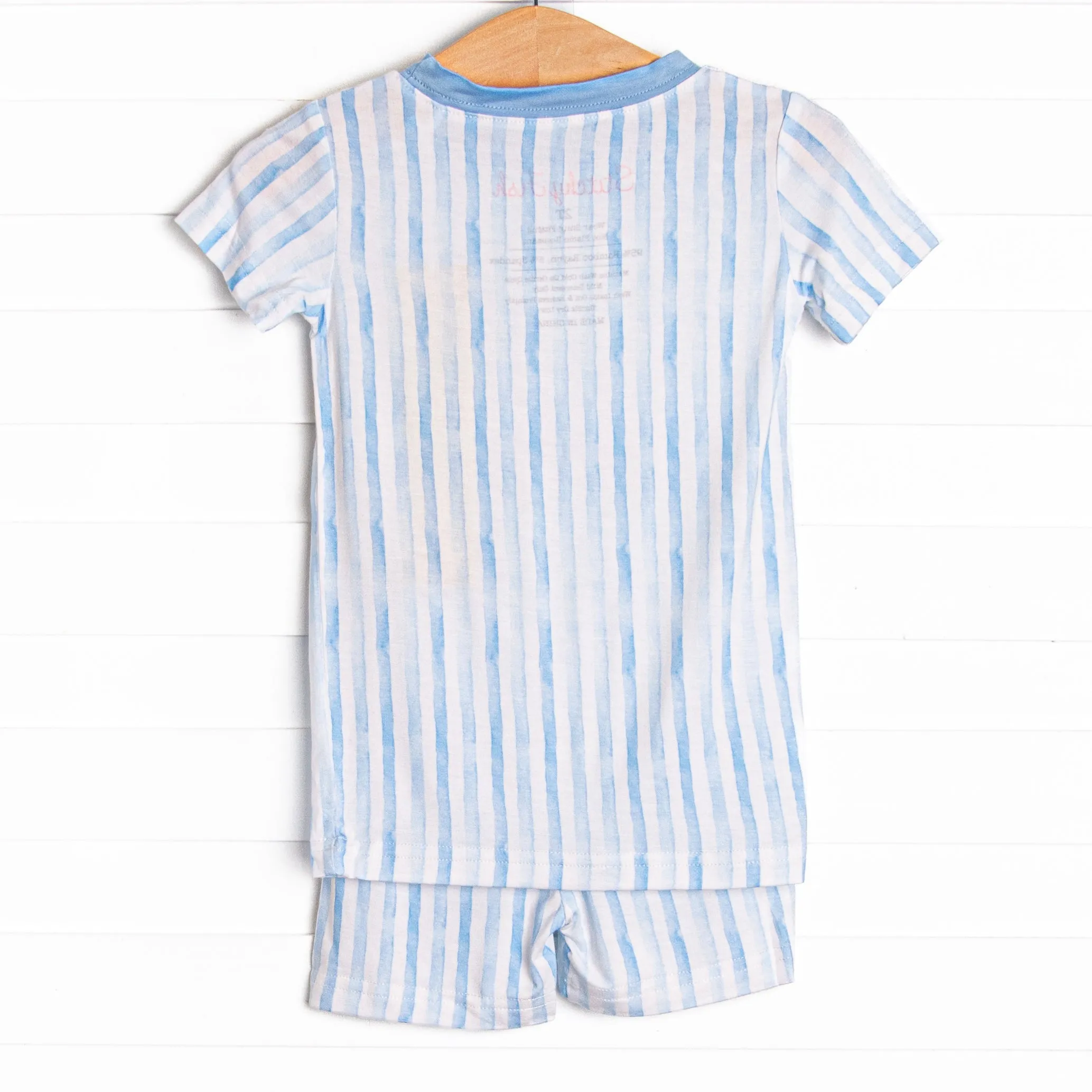 Watercolor Ribbons Bamboo Pajama Short Set, Blue