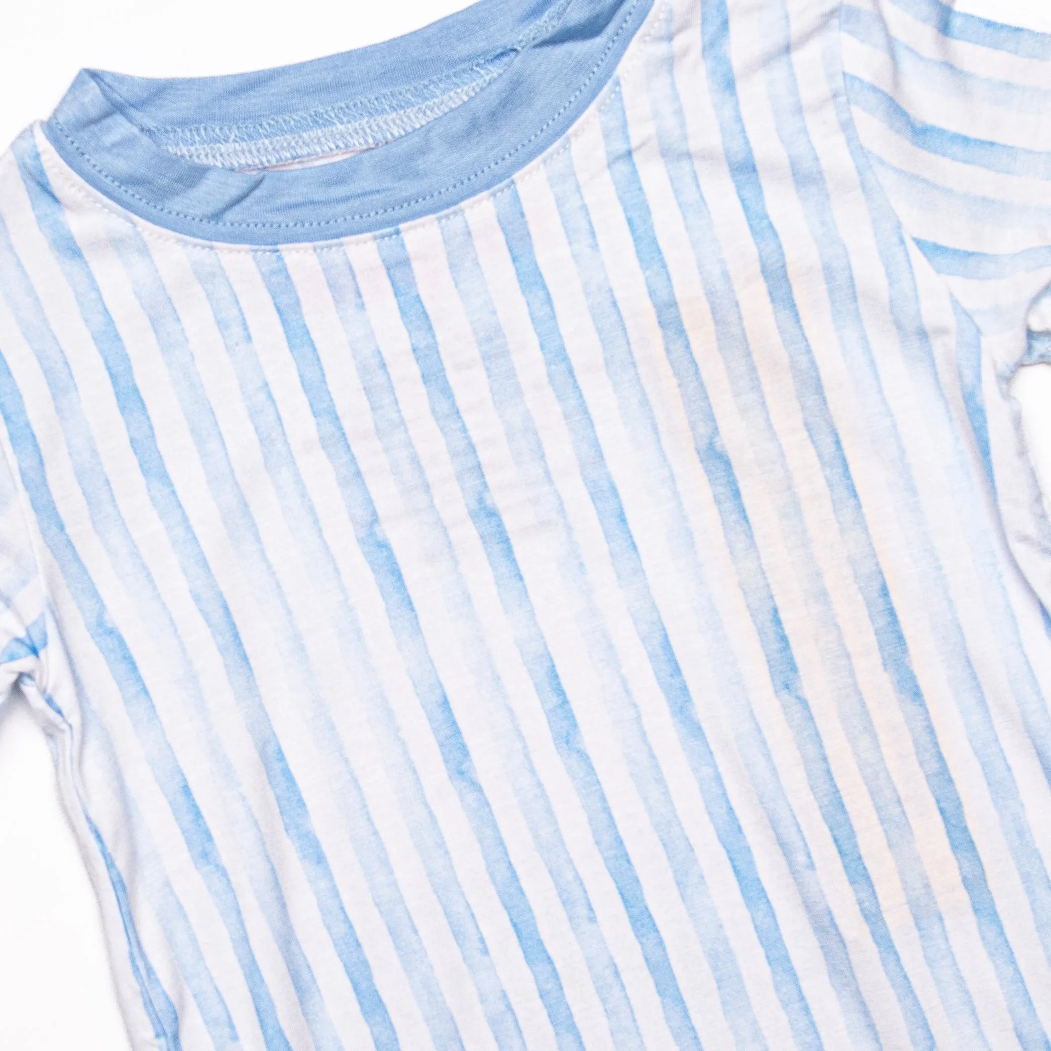Watercolor Ribbons Bamboo Pajama Short Set, Blue