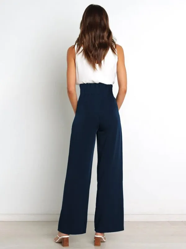 Women's Pants with Wide Legs and Pockets