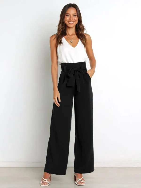 Women's Pants with Wide Legs and Pockets