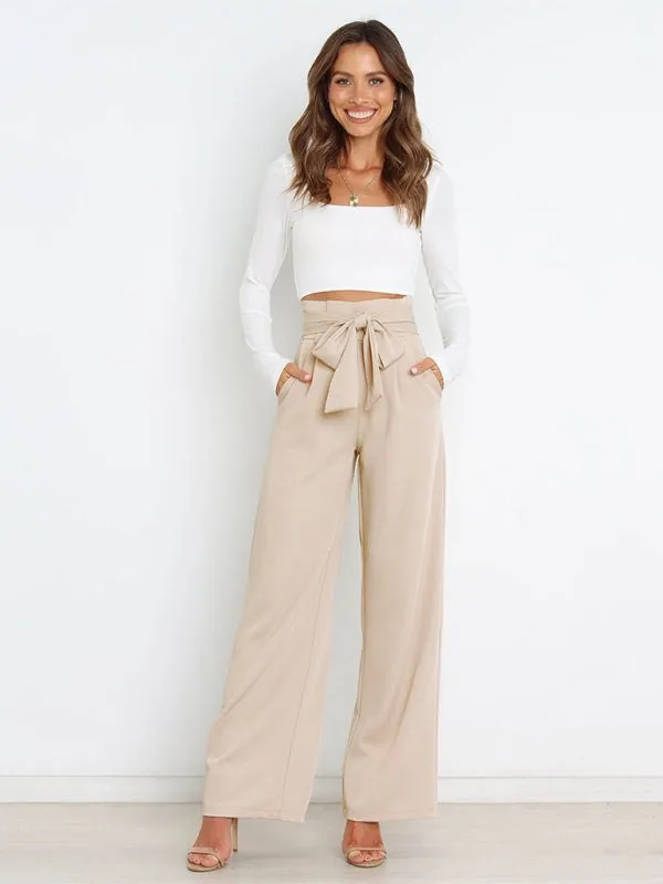 Women's Pants with Wide Legs and Pockets