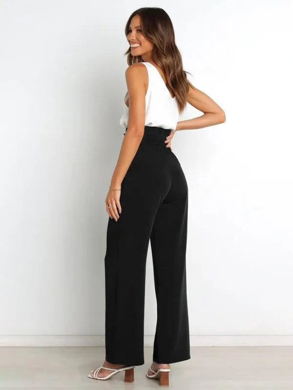 Women's Pants with Wide Legs and Pockets