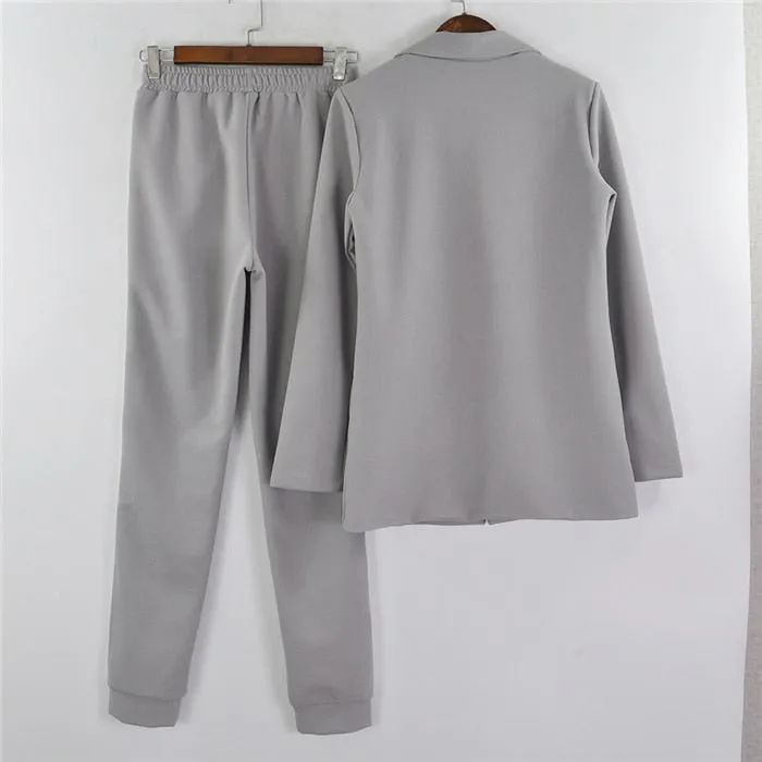 Women's Sports  female lapel blazer jacket plus pant two piece outfits