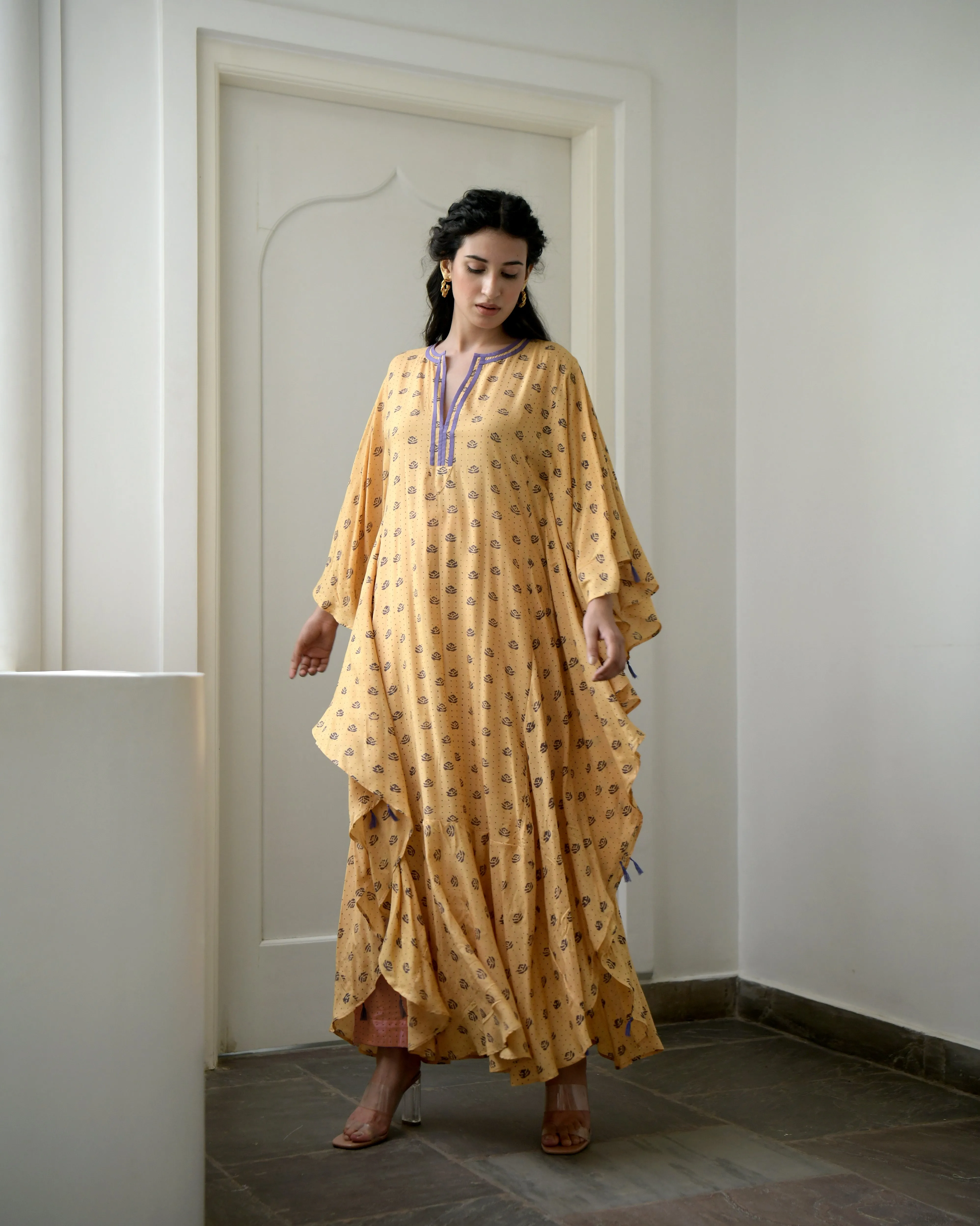 Yellow Printed Kaftan