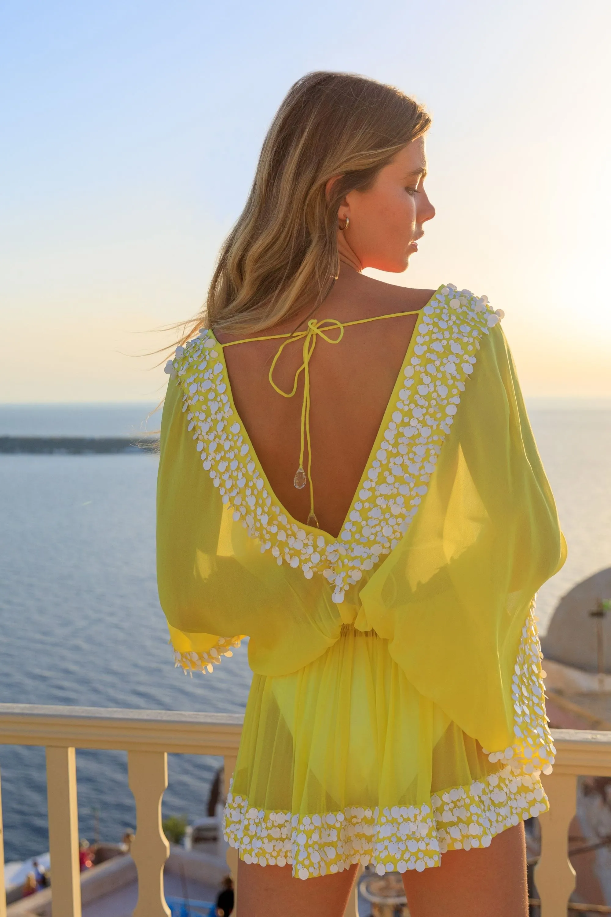 Yellow Silk Designer Kaftan