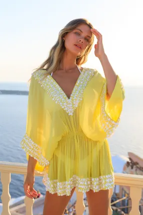 Yellow Silk Designer Kaftan