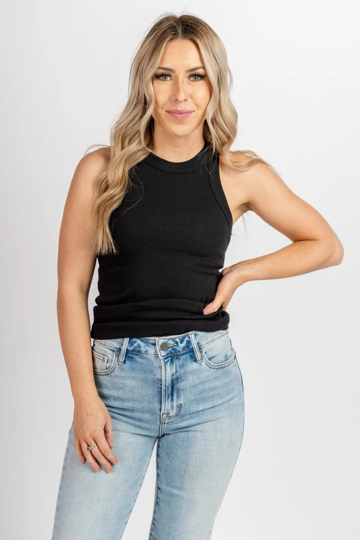 Z Supply Lilly ribbed tank top black
