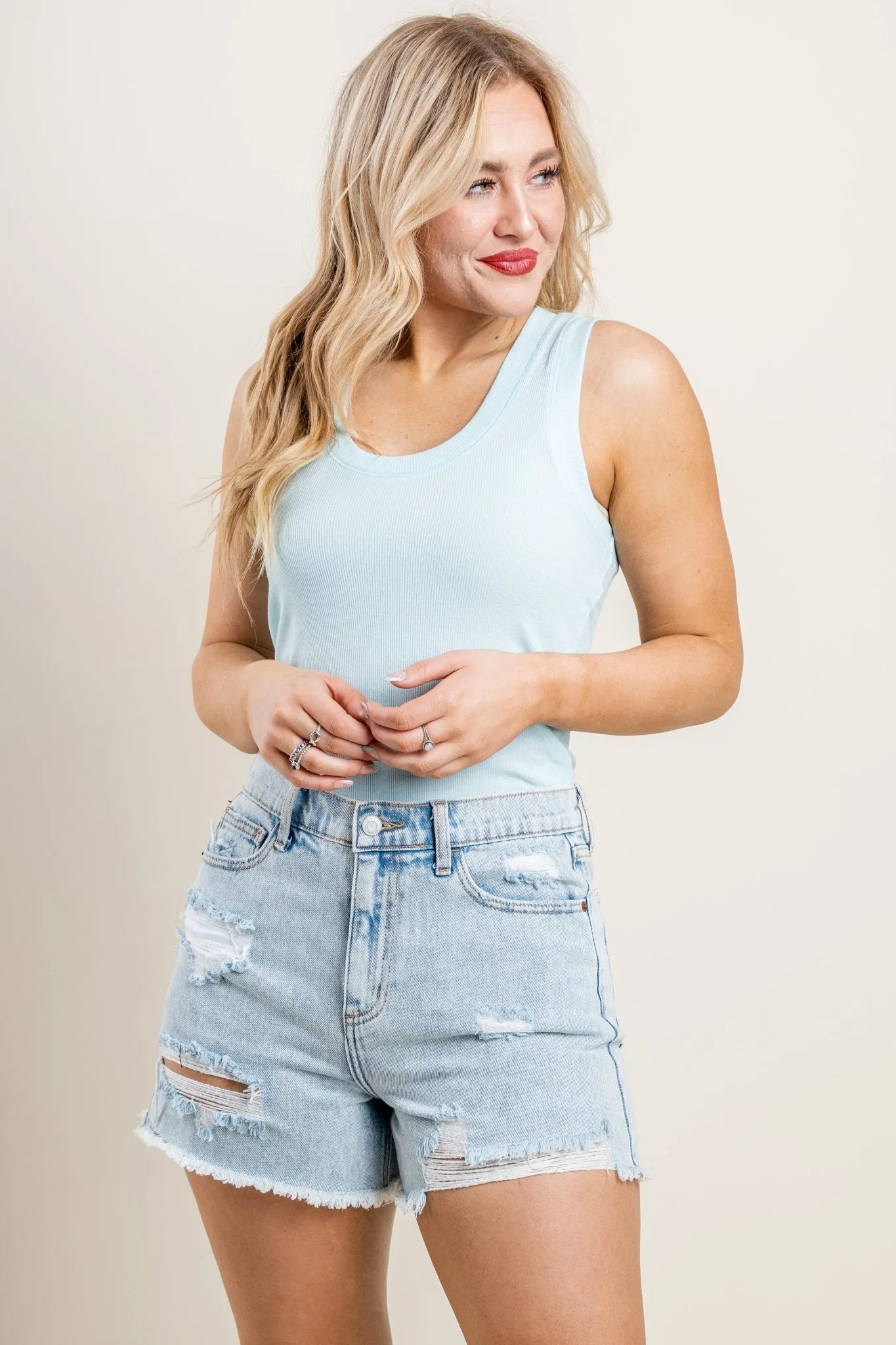 Z Supply Sirena ribbed tank iced turquoise
