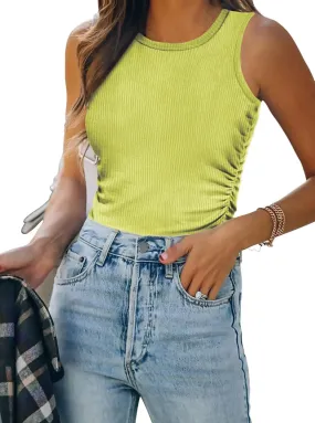 Zeagoo Womens Tank Tops 2024 Sleeveless Summer Tops High Neck Ribbed Knit Shirts Casual Basic Ruched Tops