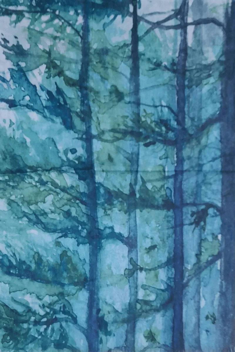 Zura Burnt Tree-Watercolor 100% Cotton Scarf