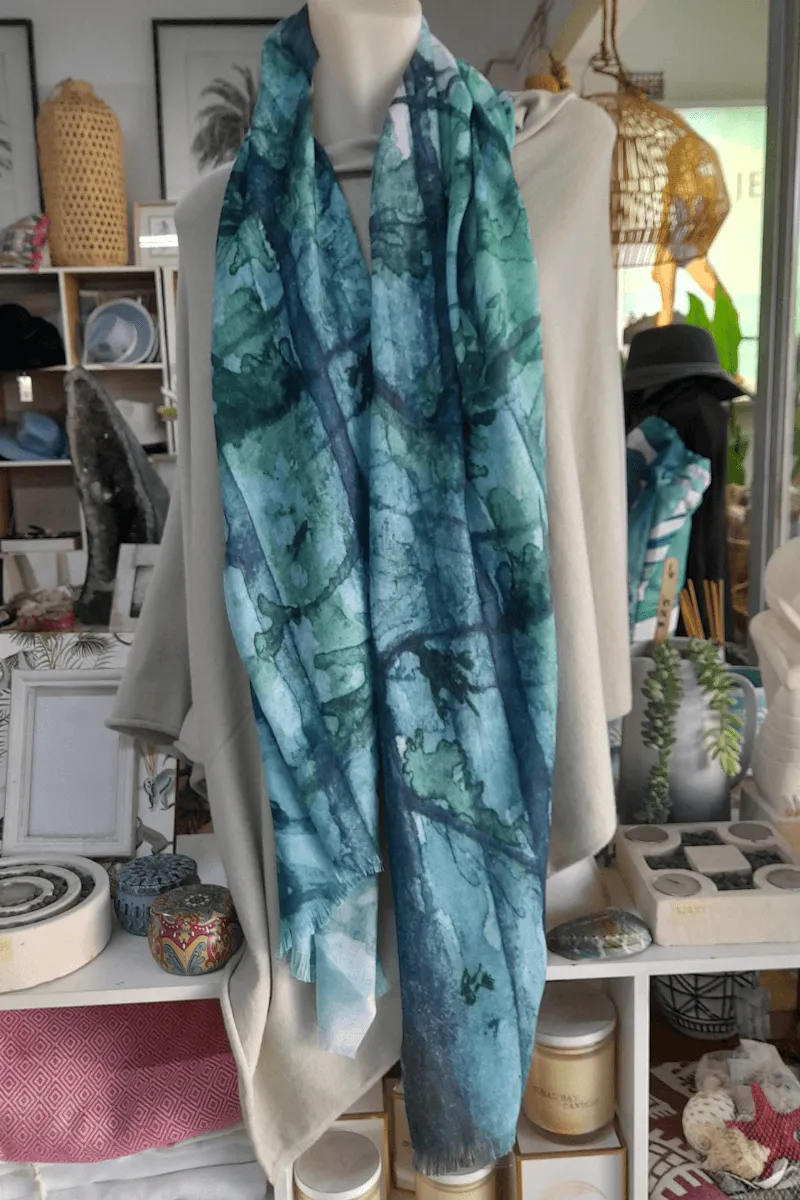 Zura Burnt Tree-Watercolor 100% Cotton Scarf